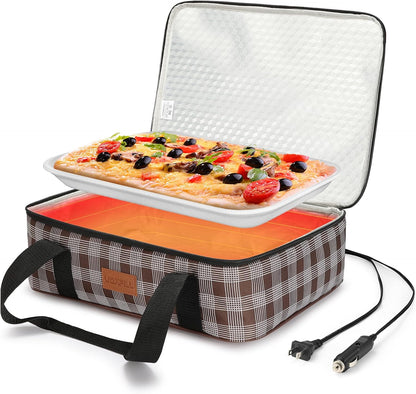 Food Warmer Electric Casserole Carrier - Large Heated Lunch Bag for Car Truck, 12V/24V/110V, Thermos for hot food for Potluck Cookouts Parties Picnic,Lasagna Lugger,Fits 9"x13" Baking Pan (Navy)