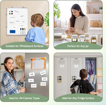 16 Pcs 1.96” x 2.95” Large Dry Erase Labels, Reusable Waterproof Stickers in 8 Colors for Storage Bins, Pantry Containers, Whiteboards and Freezers