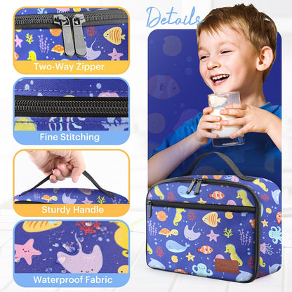 Lunch Box Kids, Lunch Bags for Women Men, Insulated Cooler Reusable Cute Lunch Containers for Boy & Girls, Adults Leak Proof Large Lunch Tote Bags for School, Work, Travel, Picnic Outdoor and Beach