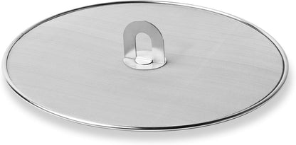 Homestia Splatter Screen for Kitchen, Stainless Steel Fine Mesh Splatter Screen for Frying Pan, 10” Grease Splatter Guard with Fold Flat Knob