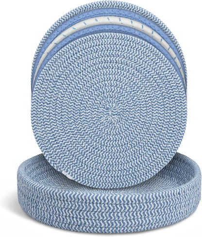 Large Trivets for Hot Dishes, Pots and Pans, Hot Pads with Storage Basket, Pot Holders for Kitchen, Heat Resistant Mats Protect Countertop, Coasters Set Home Essentials Farmhouse Decor 9 Inches 5Pcs