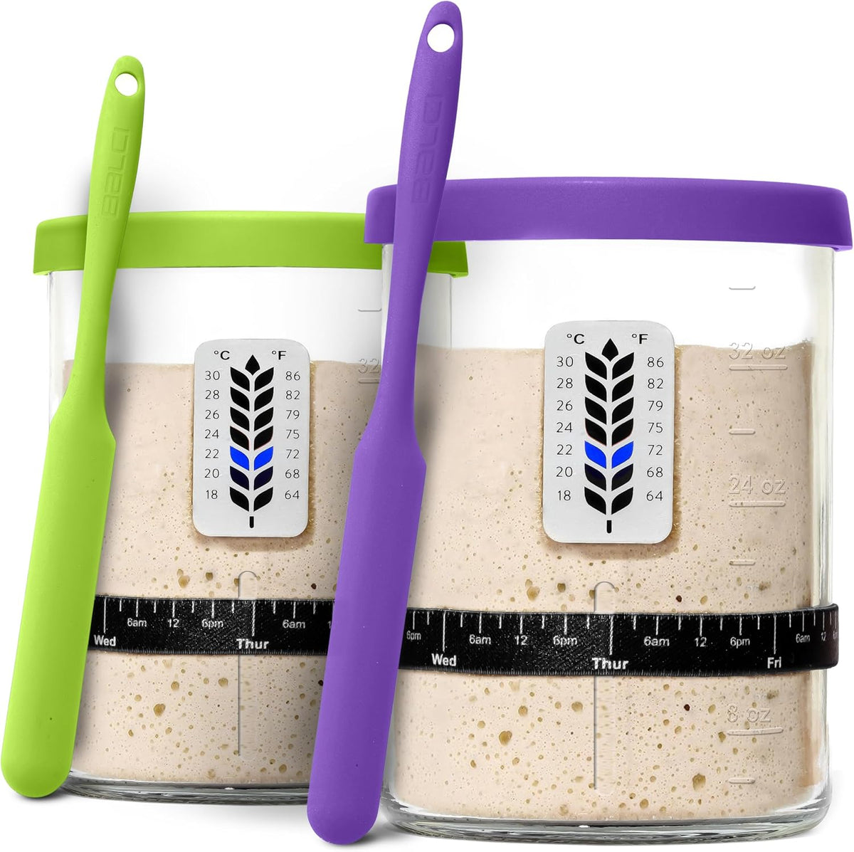 BALCI Premium Sourdough Starter Jar - 40oz Wide Mouth Kit (Blue)