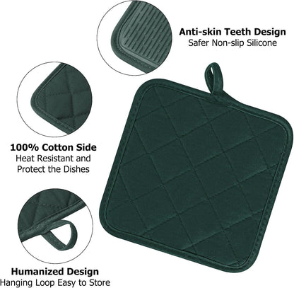 Goldmeet Mini Oven Mitts 2-Pack, 7"x5.5", 500°F Silicone Grip, Gray