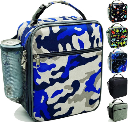 Kulle Astronaut Lunch Box for Boys, Insulated Kids Lunch Bag with Freezable Compartment, Thermal Reusable Lunchbox for School, Outdoor, Daycare - Space Theme Design