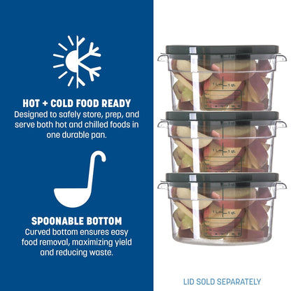 Carlisle FoodService Products Storplus Round Food Storage Container with Stackable Design for Catering, Buffets, Restaurants, Polycarbonate (Pc), 2 Quart, Clear