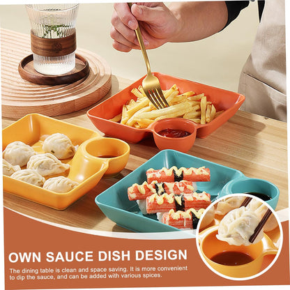 2 Pcs Chip and Dip Serving Set PP Chip and Dip Serving Set Vinegar Dish and Bowl Divided Dish and Square ChipaAnd Bowl W