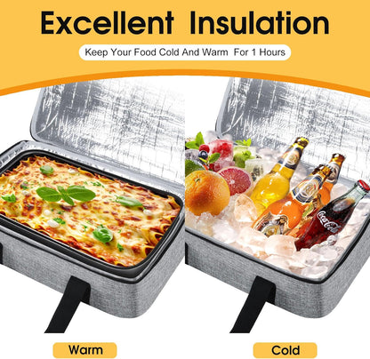 Insulated Casserole Carrier, Portable Casserole Carrier for Hot or Cold Food Lunch Tote Warmer or Cooler Bag, Lasagna Lunch Bag for Potluck Parties- Fits 9" x 13" Baking Dish-Charcoal Grey