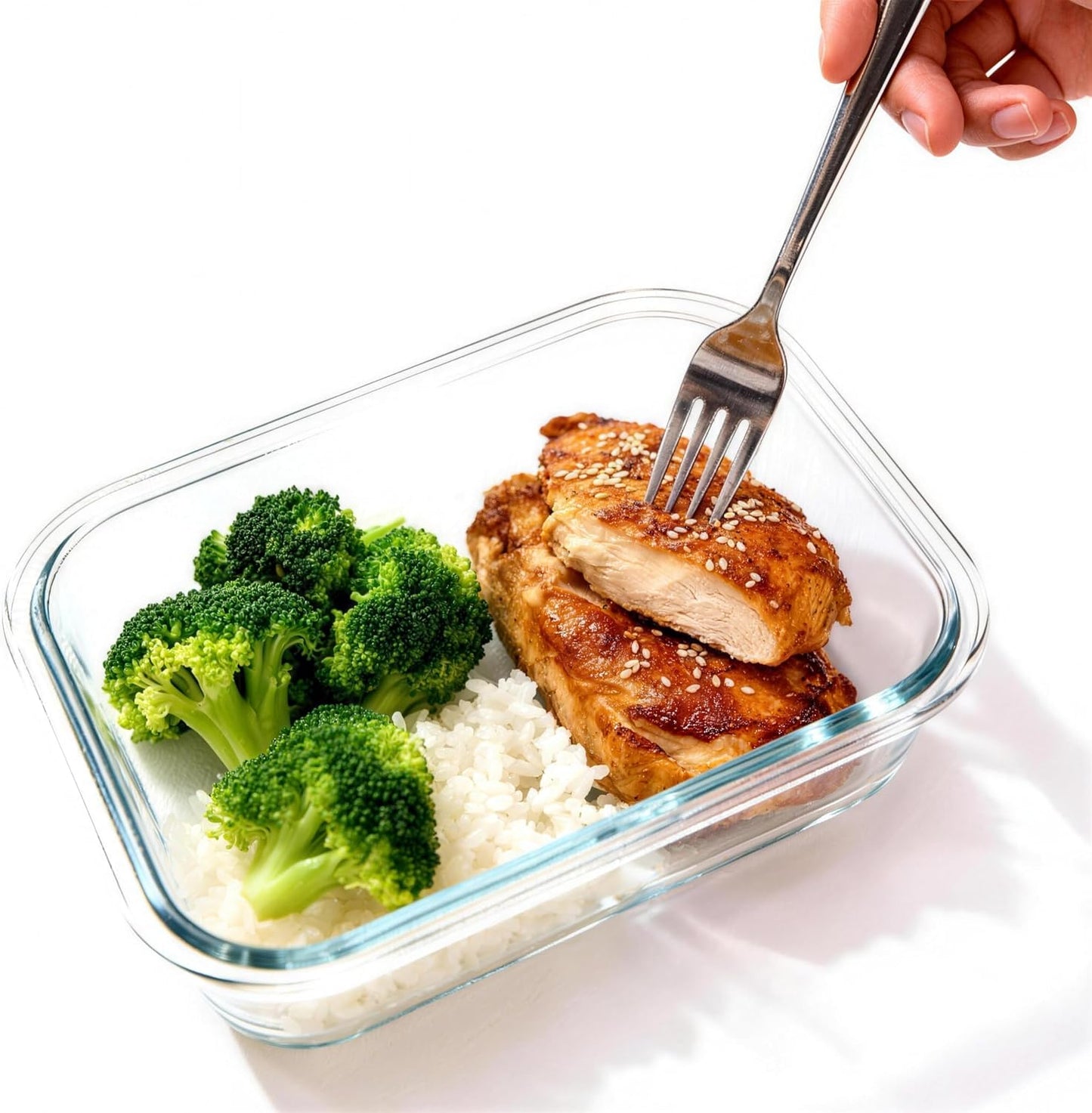 Glass Meal Prep Containers 5 Pack - Lunch Boxes with Leakproof Lids, Food Storage Containers, Bento Boxes, Gray (3 Compartment)