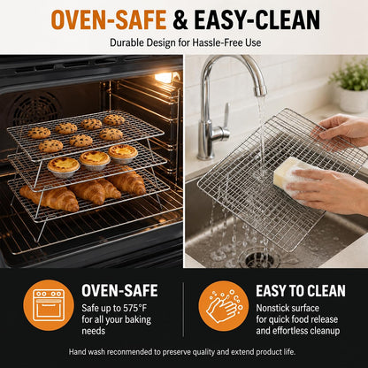 Cooling Rack 16"x10", 3-Tier Stackable & Collapsible Cooling Racks