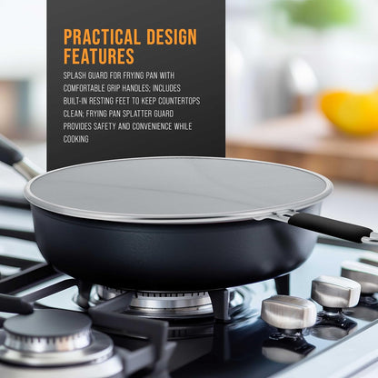 U.S. Kitchen Supply 3-Piece Stainless Steel Splatter Guard Set (13", 11.5", 9.5") Fine Mesh Cover, Grease & Oil, Splatter Screen for Frying Pan, Cooking Pots, with Resting Feet & Comfort Grip Handles