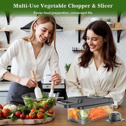 HomeHacks Veggie Chopper Vegetable Cutter, 12 in 1 Kitchen Gadget, Green