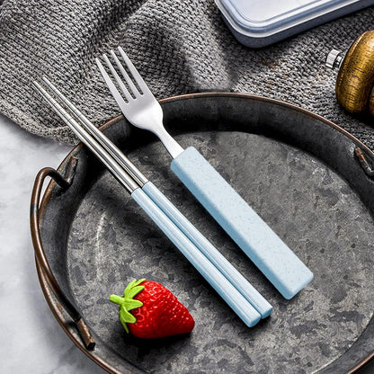 VANRA 3-Piece Children Utensils Set 18/10 Stainless Steel Child Flatware Set Silverware Knife Spoon Fork Set with Travel Case for Kids Lunch Box