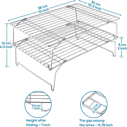 Leonyo 5-Tier 15x10IN Cookie Cooling Rack for Cooking Stackable Collapsible