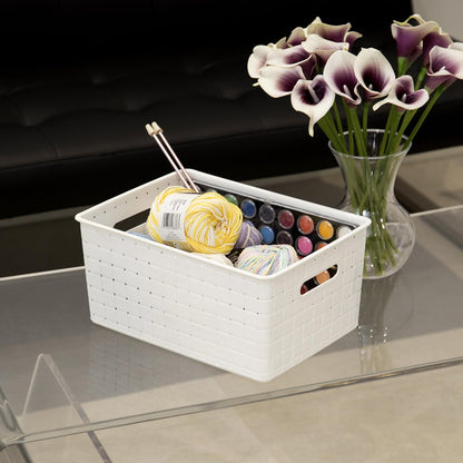 BINO | Plastic Storage Baskets Large - Black | THE STABLE COLLECTION | Multi-Use Storage | Rectangular Cabinet Organizer | Baskets For Organizing with Handles | Home Office Organization and Storage