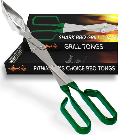 Steak Grill Tongs - 17 inch Red. Professional outdoor grilling utensil. Long reach Barbeque Grilling Tongs. Ideal for steak, fish, burger, and sausage