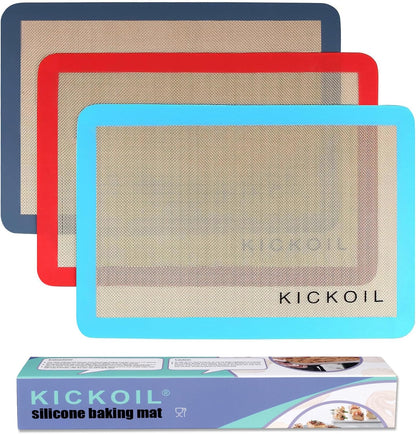 Silicone Baking Mats Set of 3, Non-Stick Reusable BPA-Free Oven Liners