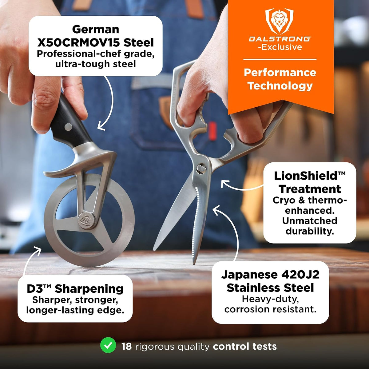 Dalstrong Kitchen Scissors & Pizza Wheel Cutter Set