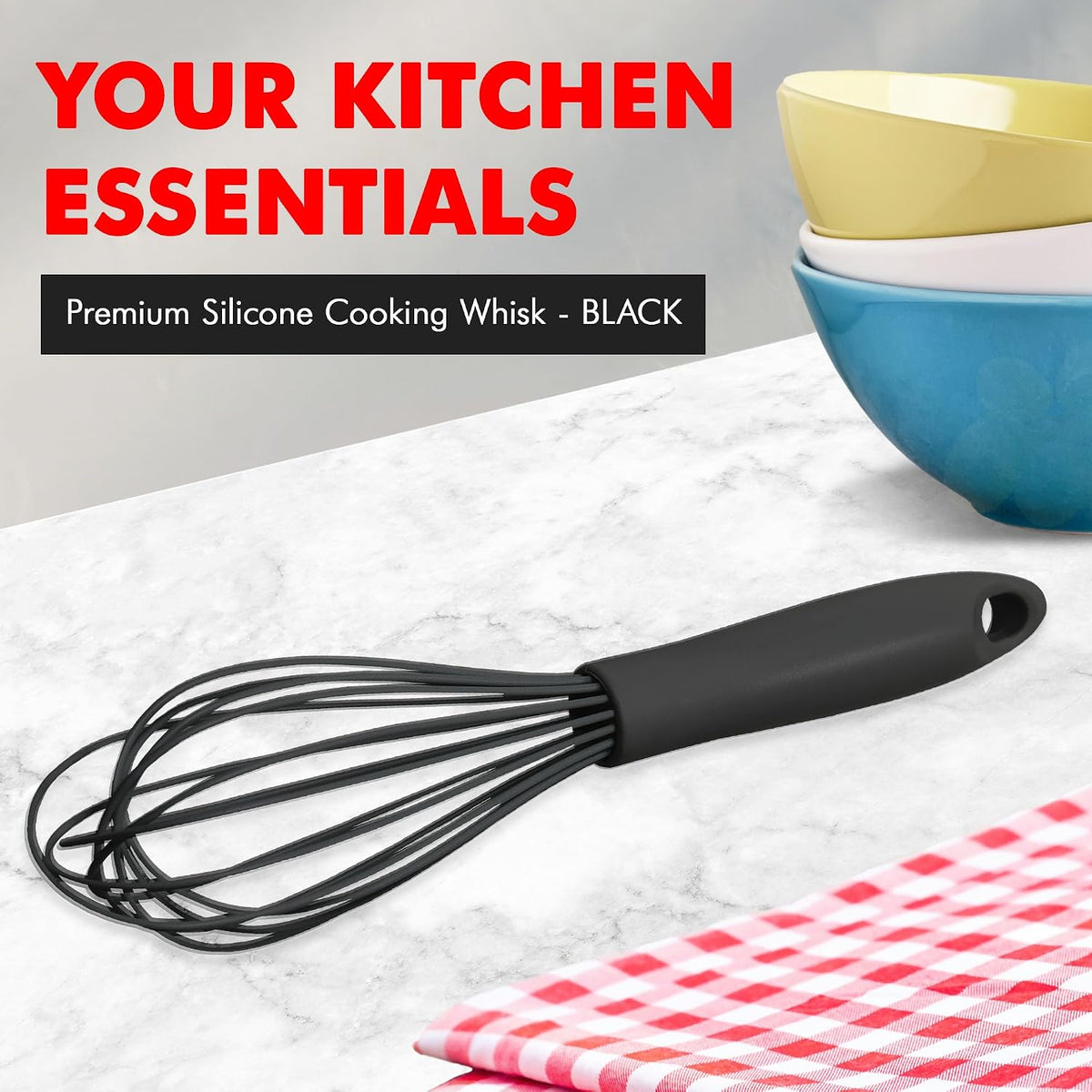 Chef Craft Premium Silicone Wire Cooking Whisk, 10.5 Inch, Red