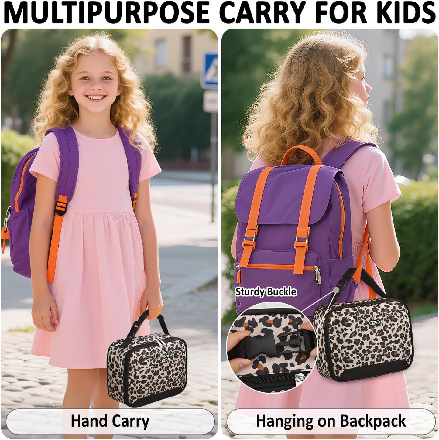 Lunch Box Kids Insulated Lunch Bag for Boys Girls Cute Reusable Lunch Tote Bag Waterproof Portable Thermal Lunch Box Kids for School Picnic Travel Black
