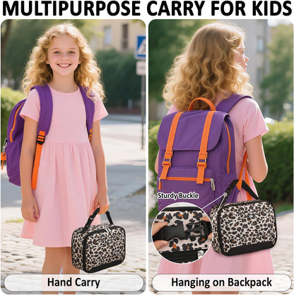 Lunch Box Kids Insulated Lunch Bag for Boys Girls Cute Reusable Lunch Tote Bag Waterproof Portable Thermal Lunch Box Kids for School Picnic Travel Black