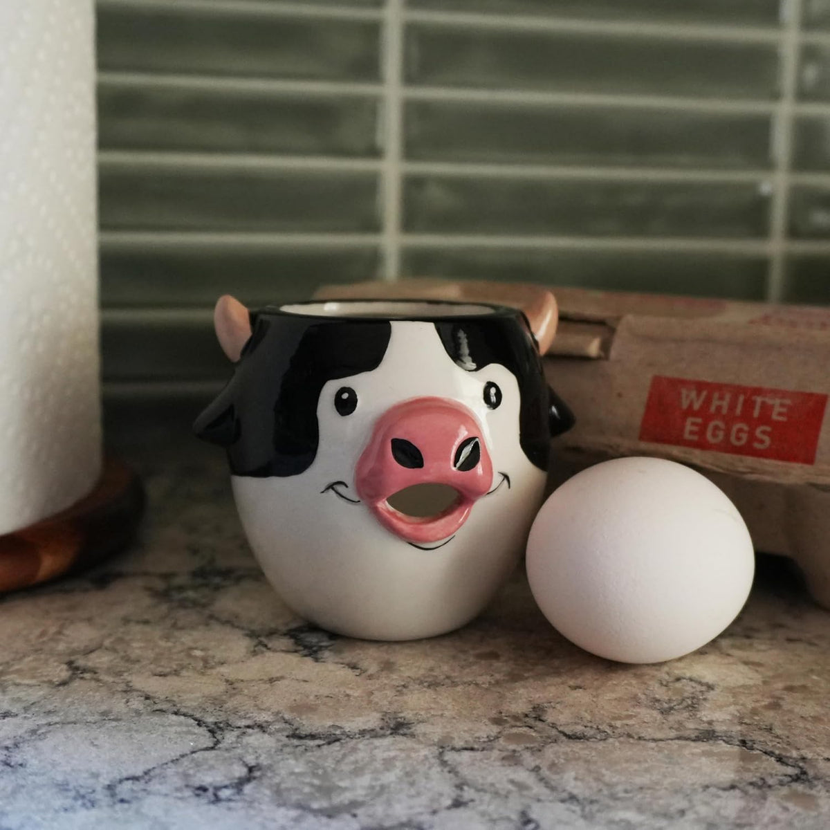Novelty Egg Separator – Funny Egg Yolk Separator, Easy Egg White Separator for Baking & Cooking, 3.5” x 3 - Cow