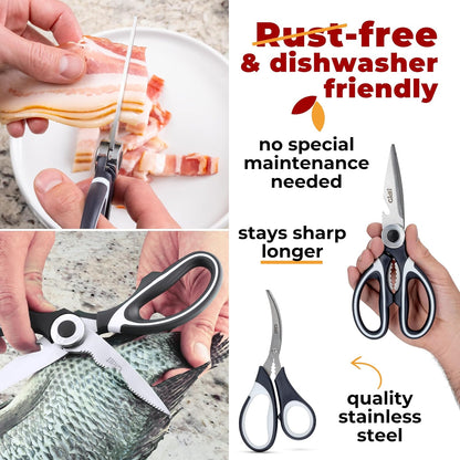 Gidli Kitchen Shears & Seafood Scissors Set - Lifetime Replace. Warranty*