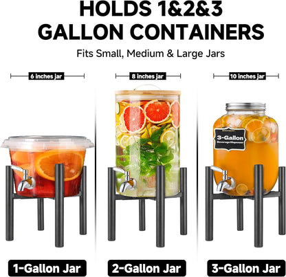 Adjustable Drink Dispenser Stand,Beverage Dispenser Stand only,Fit 1-3 Gallon Container,Water Jug Jar,Beverage Dispenser,Glass Water Jug,for Parties outdoors (For 6"-10" Despenser)