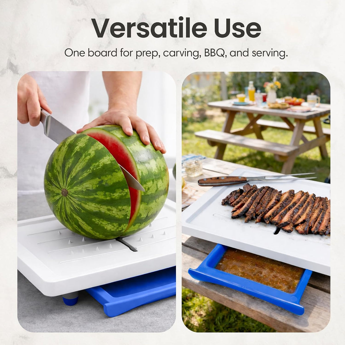 Karving King Large Cutting Board with Juice Groove, Drip Tray & Spikes