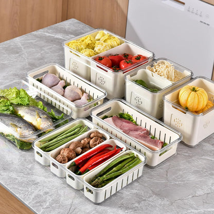 shopwithgreen Divided Serving Tray with Lid, Portable Snack Box Charcuterie Veggie Tray with Lid, Food Storage Organizer with 8 Colandersfor Fruit, Vegetable, Refrigerator, Kitchen, Party, Picnic