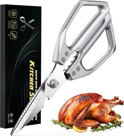 BALUCA Heavy Duty Kitchen Scissors All Purpose - Professional Stainless Steel Japanese Kitchen Shears for Food, Chicken Bones & Turkey | Dishwasher Safe, Sharp Meat & Poultry Scissors (Modern)
