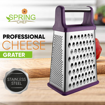 Spring Chef Stainless Steel XL Cheese Grater for Kitchen, Green