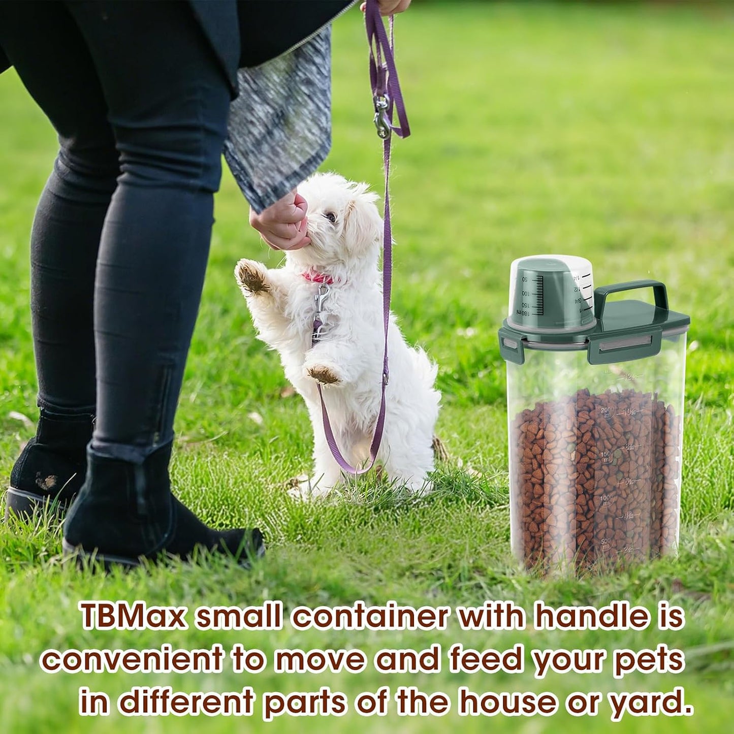 TBMax Pet Food Storage Containers 2 Pack 8-10 Lbs Airtight Dog Food Container Dispenser with Large Spout & Portable Handle, Travel Dog Treat Cat Food Storage Bin Bird Seed Container