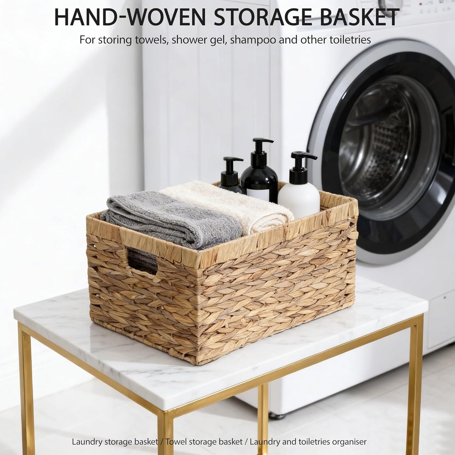 Storage Container, Natural Water Hyacinth Storage Bins Rectangular Basket,Arts and Crafts.