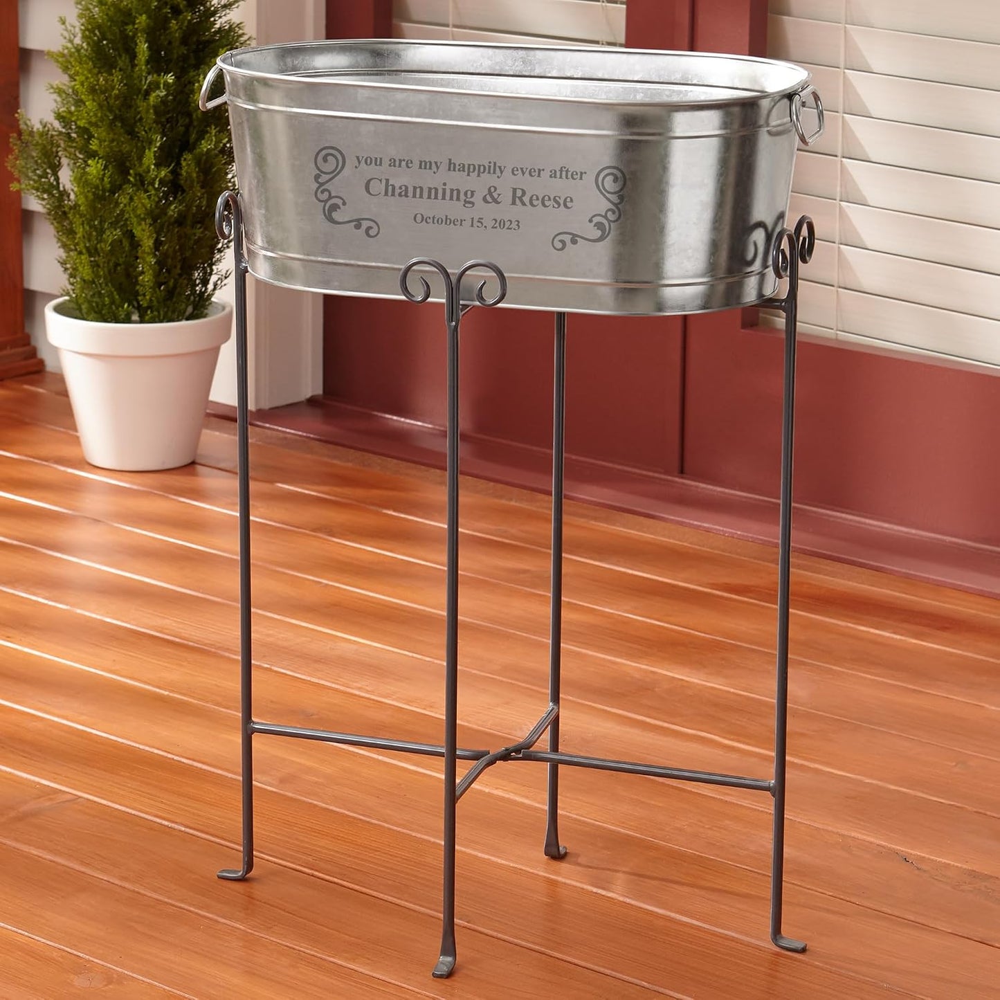 Let's Make Memories Personalized Beverage Tub - Custom Beverage Tub - Customize With Name & initial - Galvanized Drink Tub - 20 ¾"L x 11 ¾"W x 7" H - 5.5 Gallons