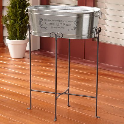 Let's Make Memories Personalized Beverage Tub - Custom Beverage Tub - Customize With Name & initial - Galvanized Drink Tub - 20 ¾"L x 11 ¾"W x 7" H - 5.5 Gallons
