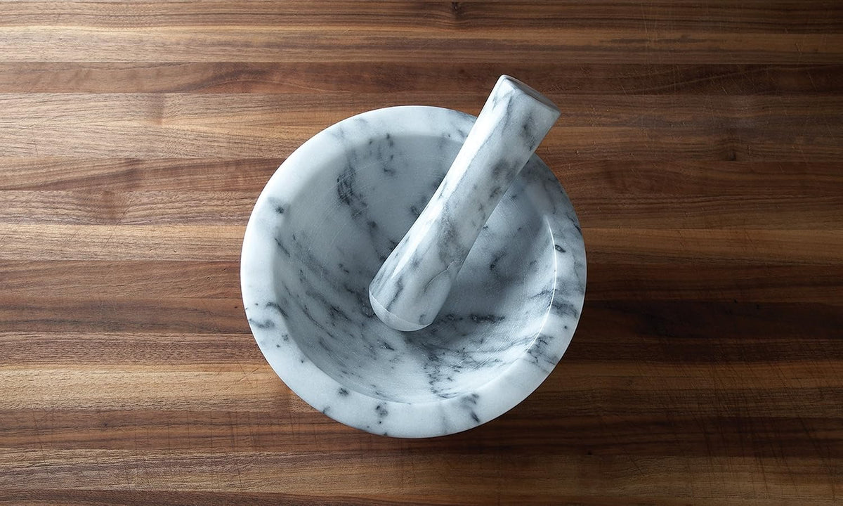 Fox Run Marble Mortar and Pestle Set, White, Small 4" Pestle and Mortar