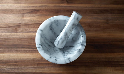 Fox Run Marble Mortar and Pestle Set, White, Small 4" Pestle and Mortar