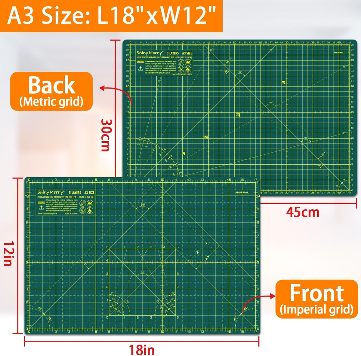Self Healing Cutting Mat A3 12"x 18" Double Sided Pink Mat
