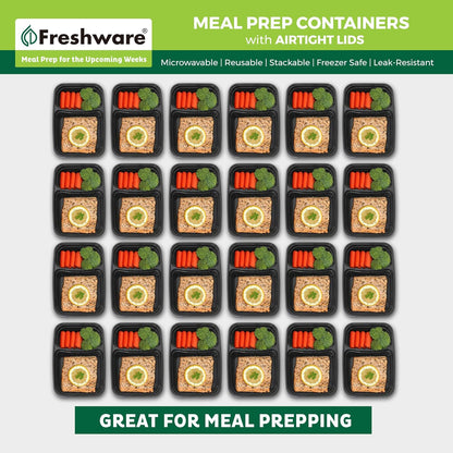 Freshware Meal Prep Containers 1 Compartment Food Storage Containers with Lids, Bento Box, BPA Free, Stackable, Microwave/Dishwasher/Freezer Safe (28 oz), 50 Count (Pack of 1)