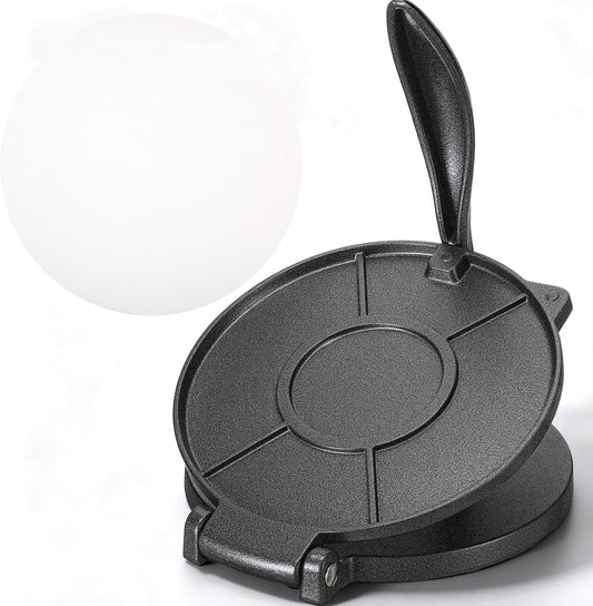 Teenyyou 8 Inch Cast Iron Tortilla Press with 200 Parchment Paper Sheets