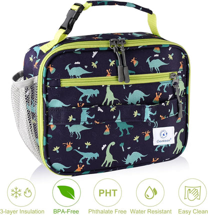 Genteen Lunch Box Kids, Insulated Lunch Bag Kids Boys Girls Back to School, Soft Lunch Box for Men Reusable Lunchbox for Office,Outdoor,School (Black)