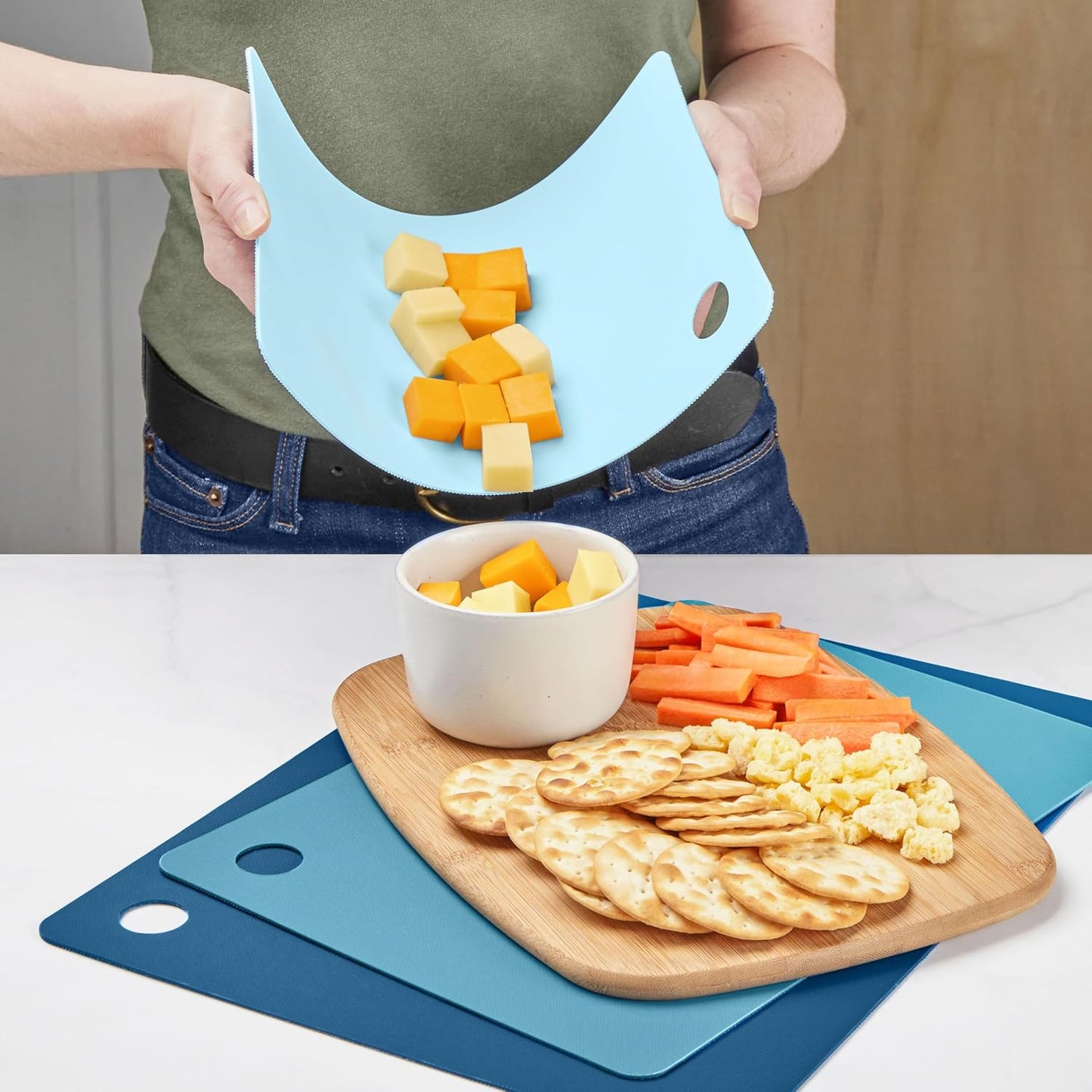 Tovolo Small Flexible Cutting Mats Set of 4 Chopping Boards for Meal Prep Cut Slice Dice Fruits Veggies & Meats, Easy Clean Dishwasher Safe Small Nylon Cutting Board Kitchen Mat Set, 11.5" L X 7.5" W