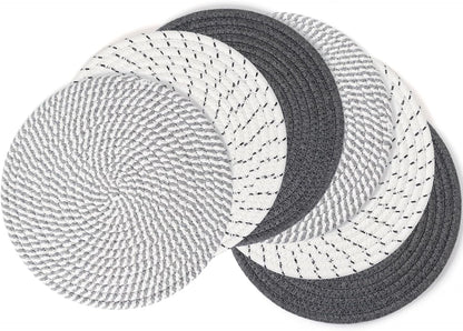 Large Trivets for Hot Dishes, Pots and Pans, Hot Pads 10 Inches 6 Pcs, Pot Holders for Kitchen, Heat Resistant Mats Protect Countertops, Kitchen Essentials Farmhouse Decor (Mix Brown)