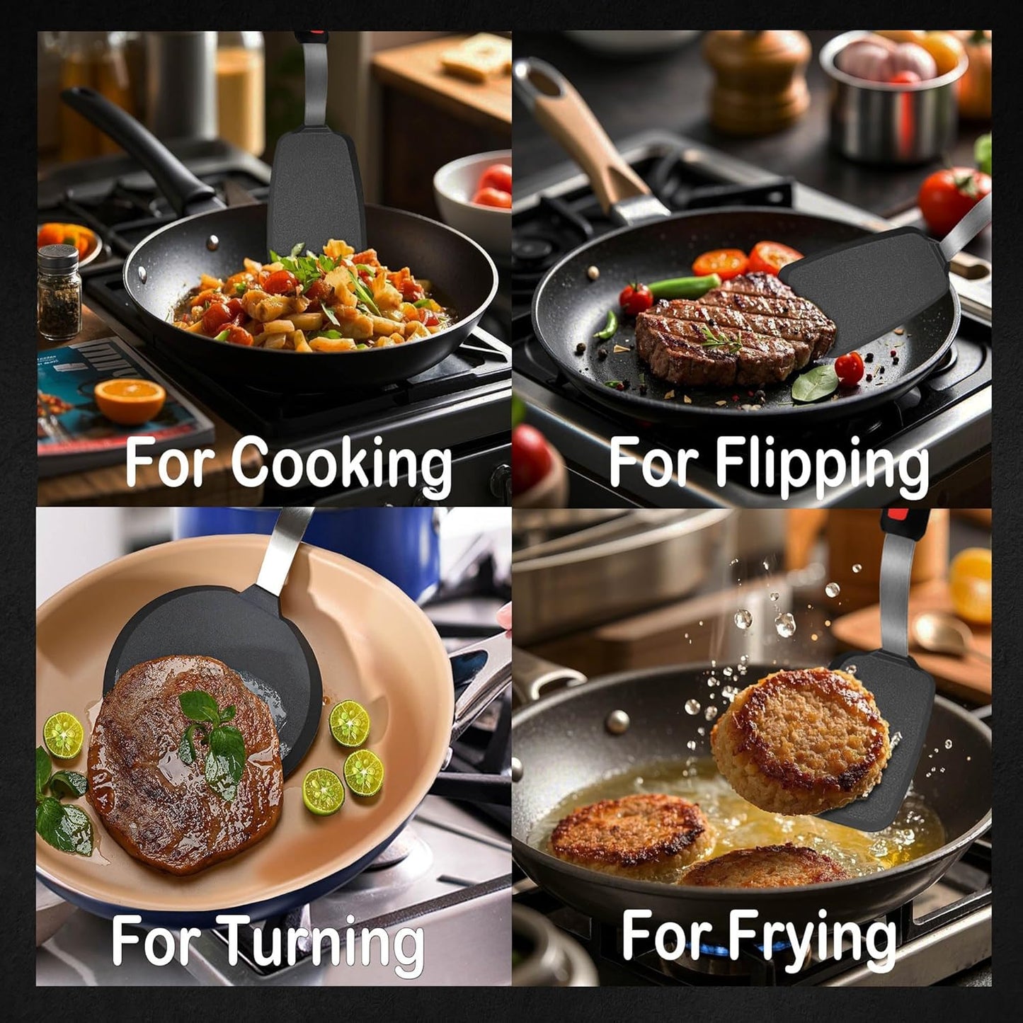 Mixed 5 Piece Silicone Spatula Set, 600F Heat-Resistant No-Melt Rubber Spatula Handle and Blade - Kitchen Cooking Utensils for Nonstick Cookware, Spatula Turner for Egg,Pancake,Burger- Dishwasher Safe