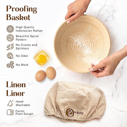 ABIOTO Banneton Baskets with Sourdough Bread Baking Supplies
