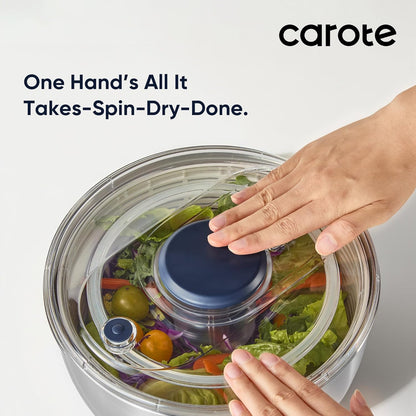 CAROTE 6.4 Qt Stainless Steel Salad Spinner, Large Lettuce Spinner Vegetable Fruit Washer, Vegetable Cleaner Salad Cleaner Lettuce Washer, Non-Slip Base, Multifunctional for Salad, Fruits