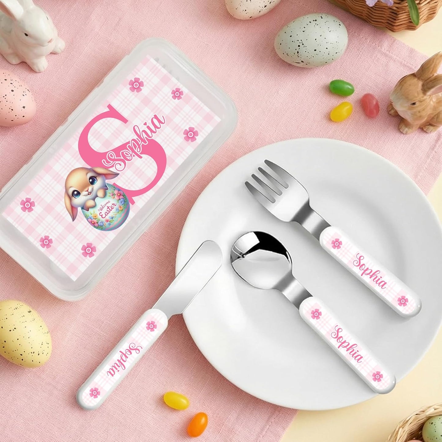 Personalized Stainless Steel Kids Utensils Set Custom Name on Kids Forks Knife and Spoons for 3 Pcs Kid Cutlery Set with Case (Truck)