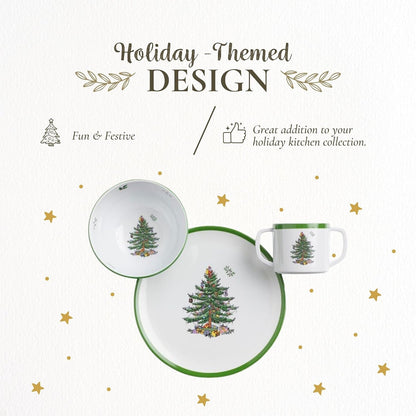 Spode Christmas Tree Melamine Chip and Dip | 14 Inch Serving Platter for Cheese, Appetizers, Chips, Salsa and more, Made of Melamine perfect for Hosting Indoors and Outdoors | Dishwasher safe