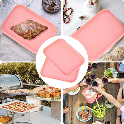 4 Pack Multicolo Plastic Serving Trays for Party Serving Food - Rectangular, 8.66 by 12 in, Heavy Duty Dessert Trays for Food Erving Platters for Party Tray Decor Veggie,Snack