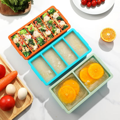 3-Pack Silicone Freezer Trays with Lid,2 Large 2-Cup(500ml)&4 Medium 1-Cup(250ml)&6 Small 1/2-Cup(125ml) Soup Freezer Container Molds,Ice Cube Tray For Meal Prep&Freezing Soup,Stews,Sauces